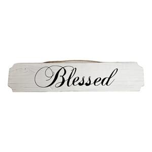 Whitewashed Blessed Plaque 18" Long